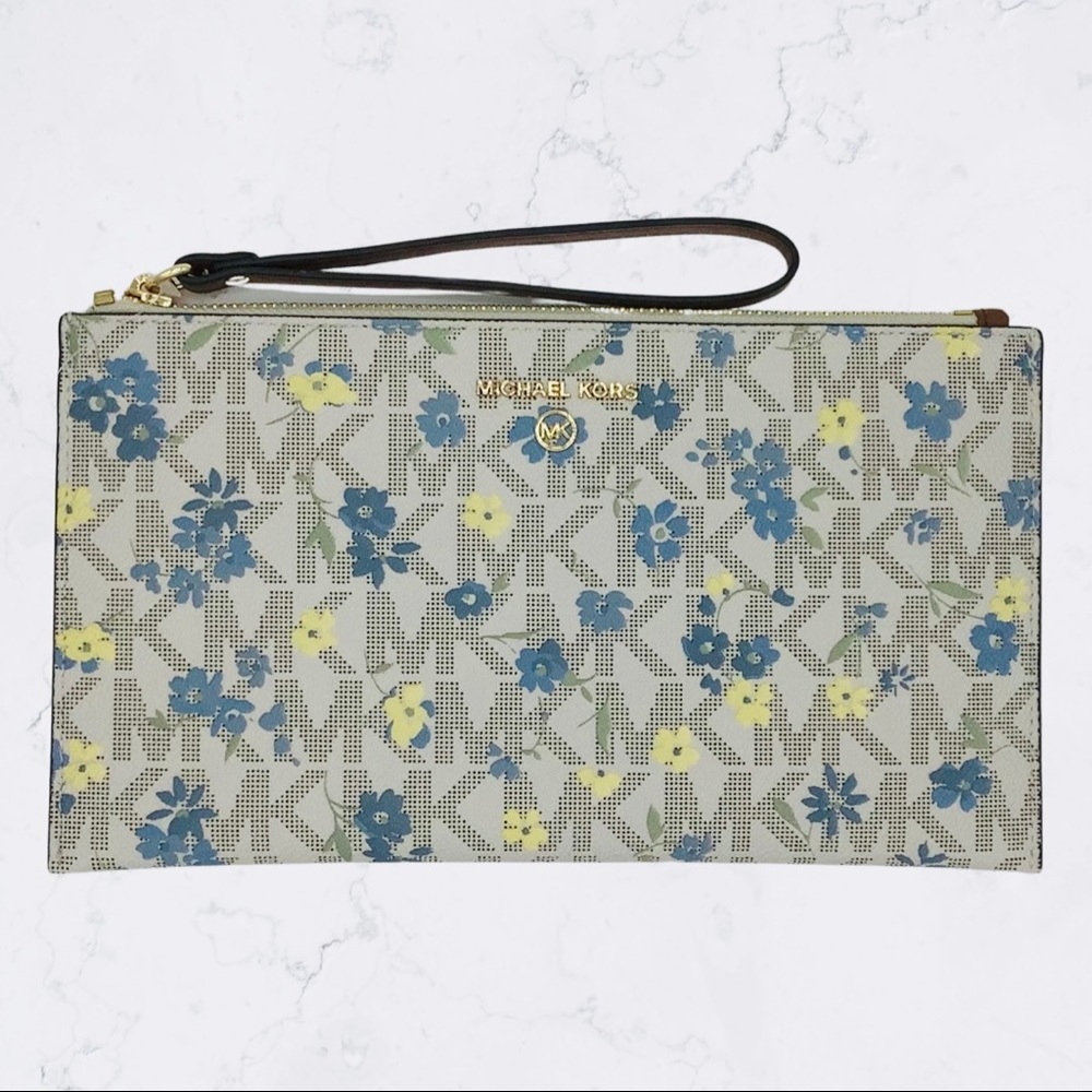 Michael Kors NWT Jet Set Charm Large Floral Zip Clutch Wristlet